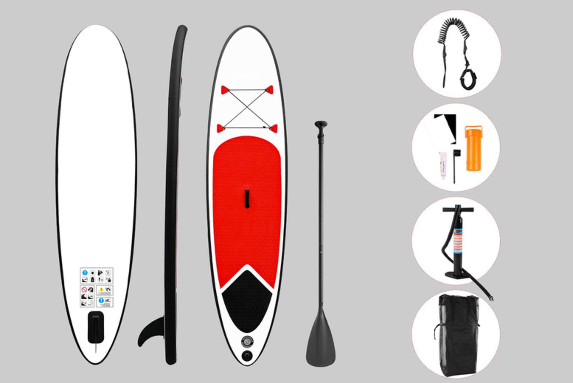 FREE DELIVERY - JOBLOT OF 5 X INFLATABLE PADDLE BOARD & ACCESSORIES - RED