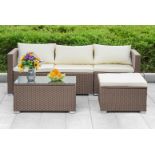 FREE DELIVERY - NEW MODULAR 4-SEATER RATTAN GARDEN SOFA SET - BROWN