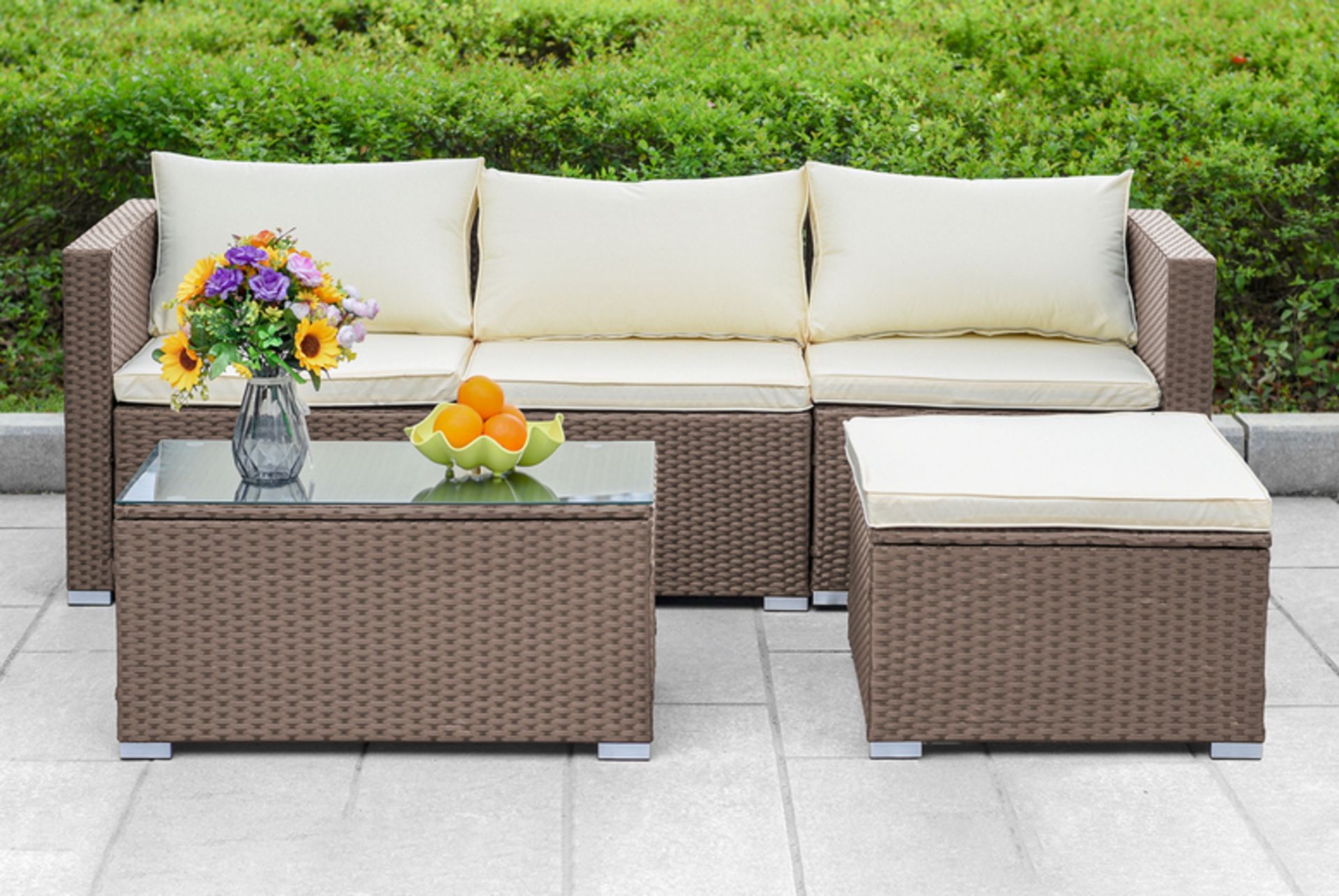 FREE DELIVERY - NEW MODULAR 4-SEATER RATTAN GARDEN SOFA SET - BROWN