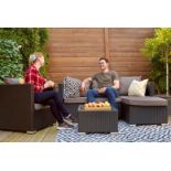 FREE DELIVERY - JOB LOT OF 5X 5-SEATER CORNER SOFA & ARM CHAIR GARDEN RATTAN FURNITURE SET - BLACK