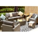 FREE DELIVERY - JOB LOT OF 5X 8-SEATER RATTAN CHAIR & SOFA GARDEN FURNITURE SET - GREY