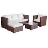 FREE DELIVERY - JOB LOT OF 5X 5-SEATER CORNER SOFA & ARM CHAIR GARDEN RATTAN FURNITURE SET - BROWN