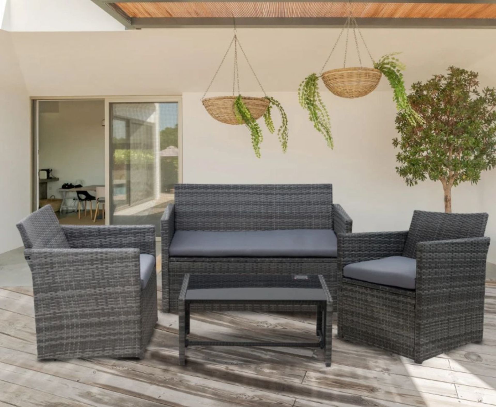 1 X NEW 4 PIECE RATTAN GARDEN SET