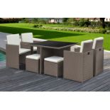 FREE DELIVERY - JOB LOT OF 5X 8-SEATER RATTAN CUBE GARDEN FURNITURE DINING SET - BROWN