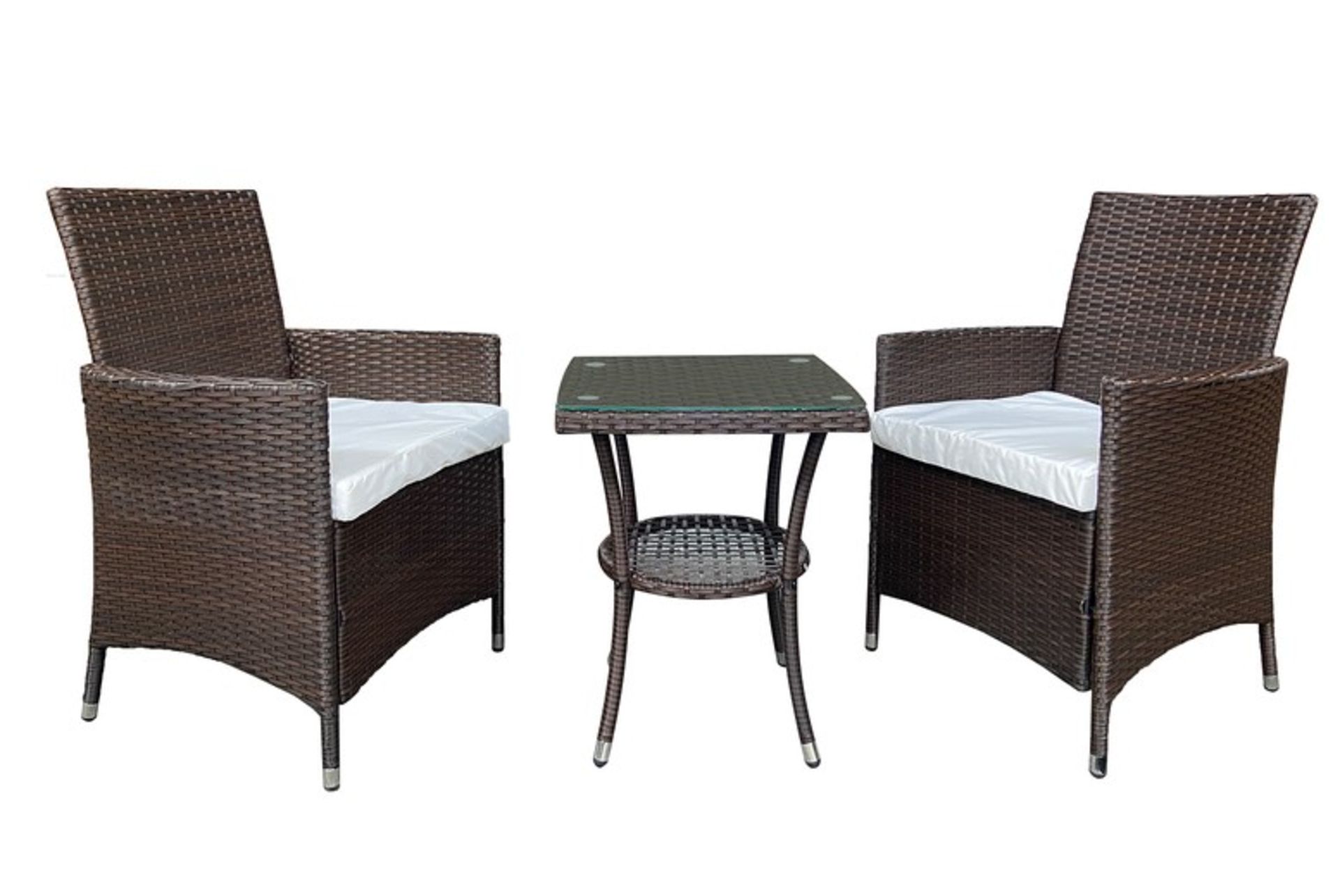 FREE DELIVERY - JOB LOT OF 5X 2-SEATER RATTAN BISTRO GARDEN FURNITURE SET - BROWN