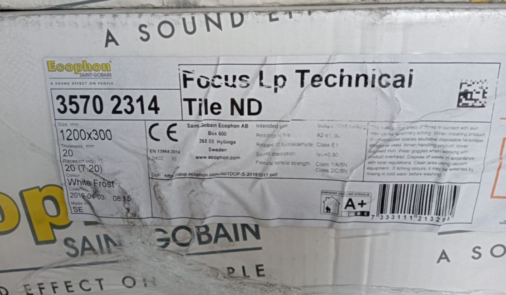 JOBLOT OF 5 BOXES ECOPHON ACOUSTIC CEILING TILES GRADE B - FOCUS LP TECHNICAL TILE - Image 2 of 5