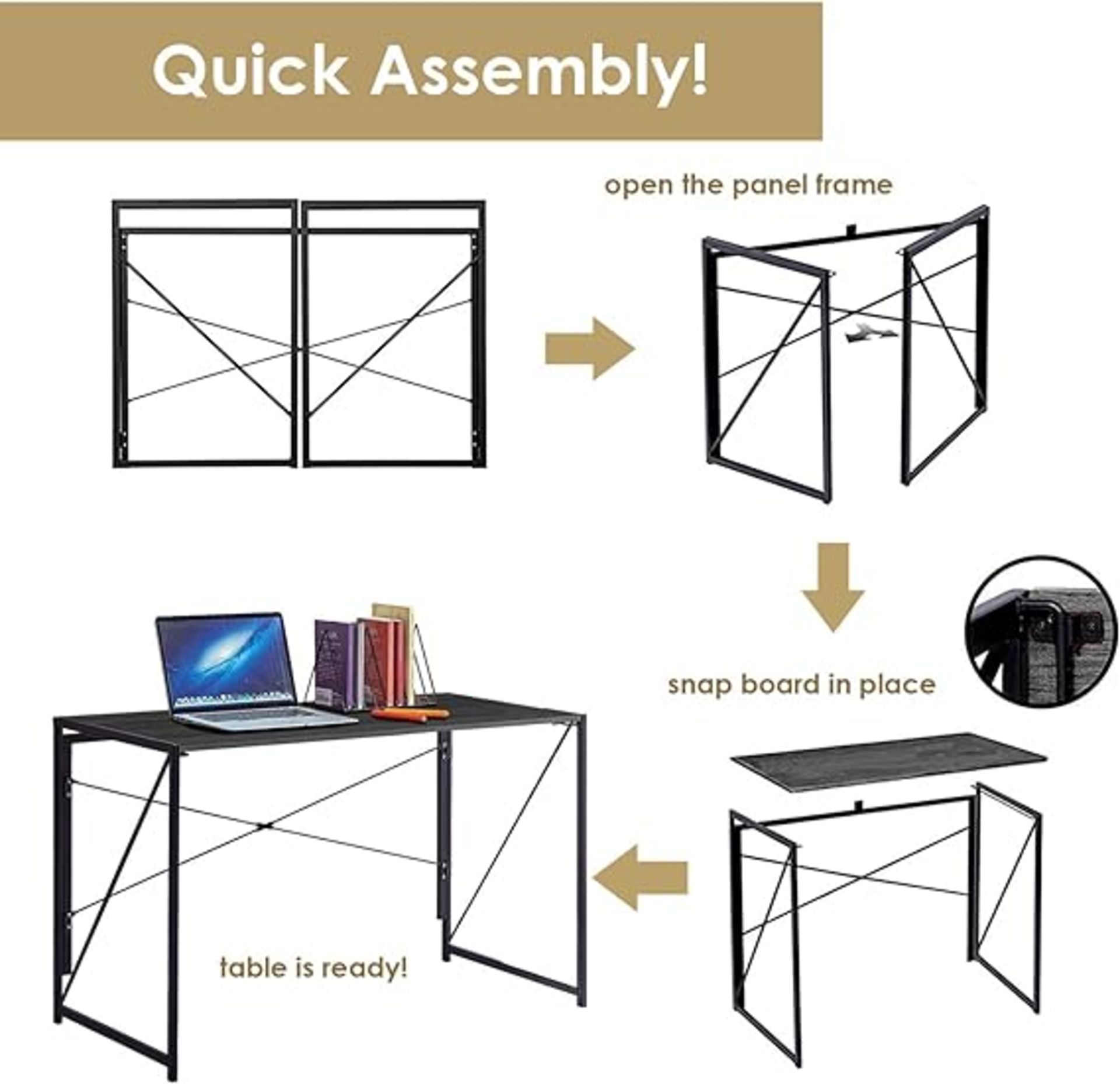 FULL PALLET OF HALTER FOLDING COMPUTER DESKS - 39.5" FOR HOME & OFFICE - BLACK, 20 DESKS - Bild 6 aus 6