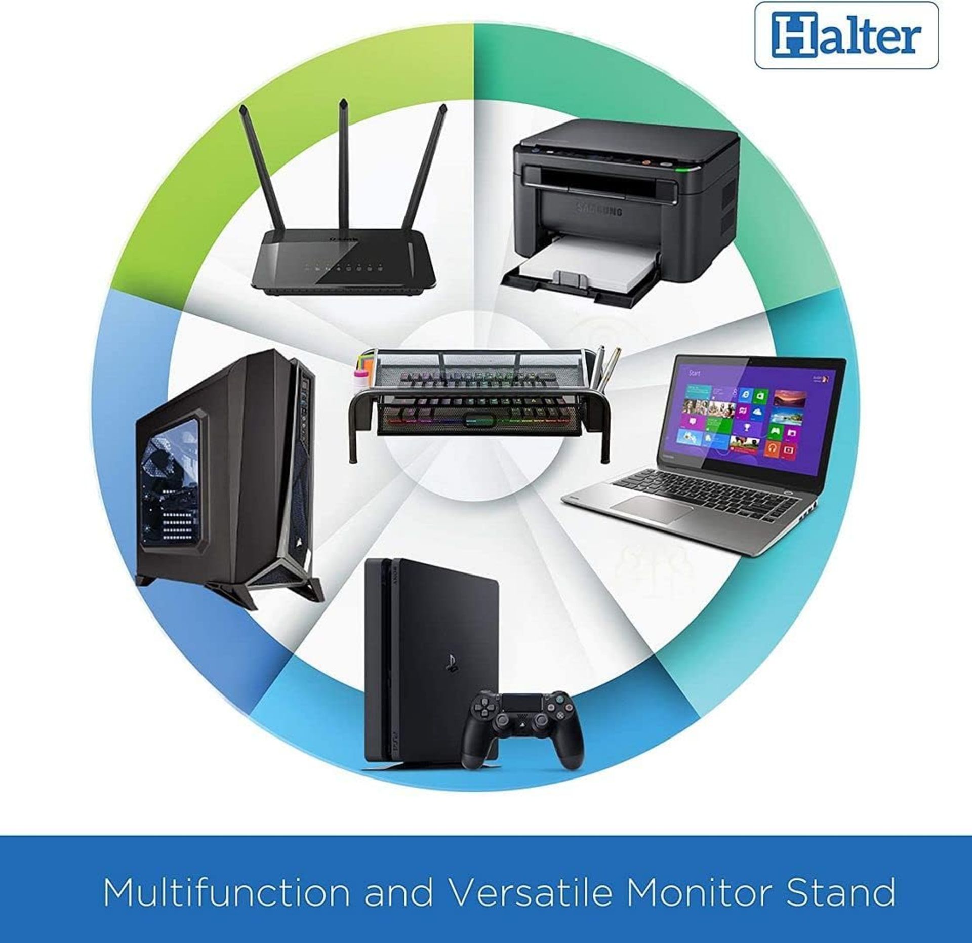 FULL PALLET OF HALTER MONITOR MESH SCREEN RISER, DESK ORGANIZER WITH SIDE COMPARTMENTS - Image 6 of 6