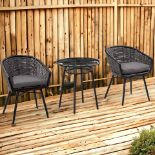FREE DELIVERY - BRAND NEW 3 PCS PATIO RESIN WICKER HAND WOVEN BISTRO SET 2 CHAIRS 1 COFFEE TABLE