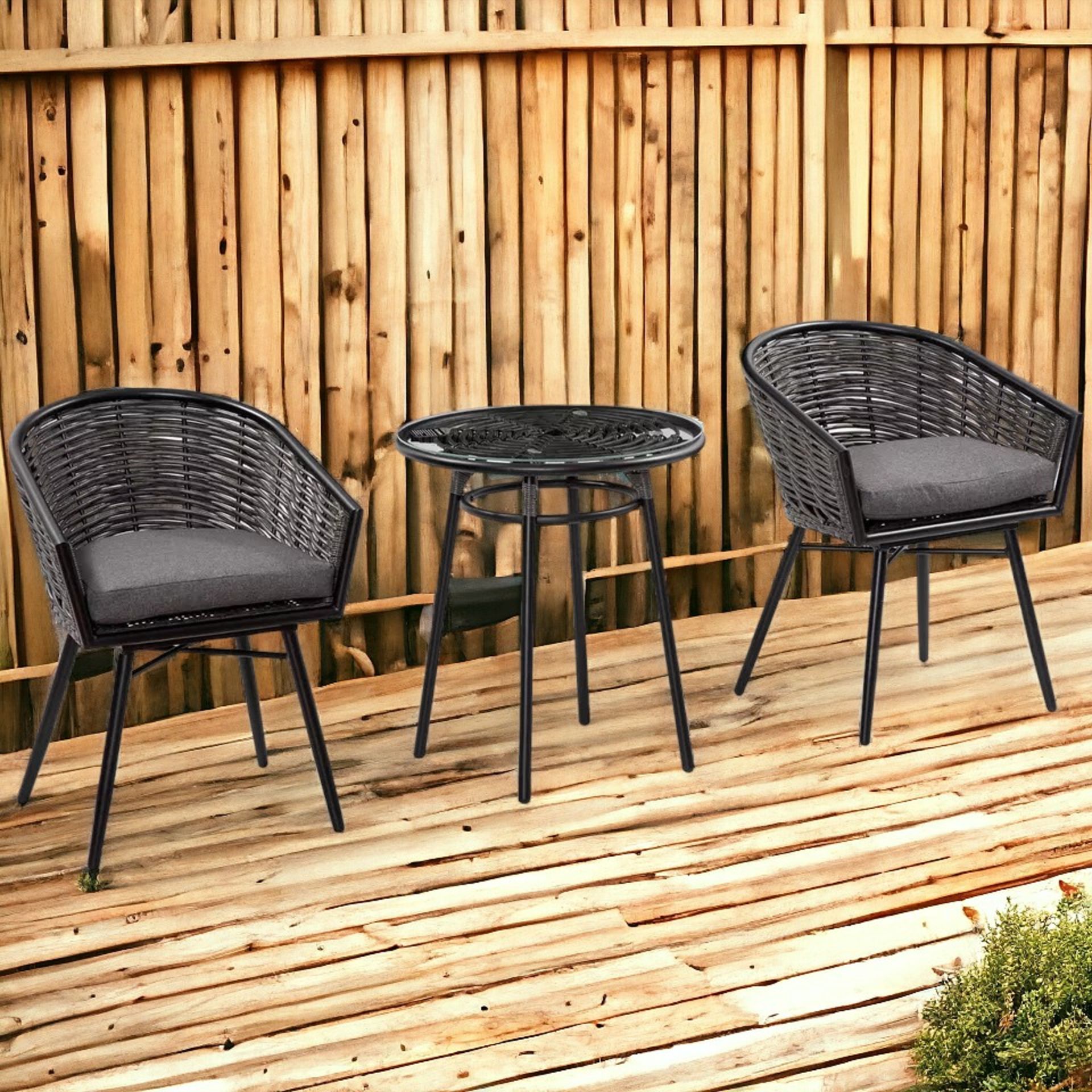 FREE DELIVERY - BRAND NEW 3 PCS PATIO RESIN WICKER HAND WOVEN BISTRO SET 2 CHAIRS 1 COFFEE TABLE