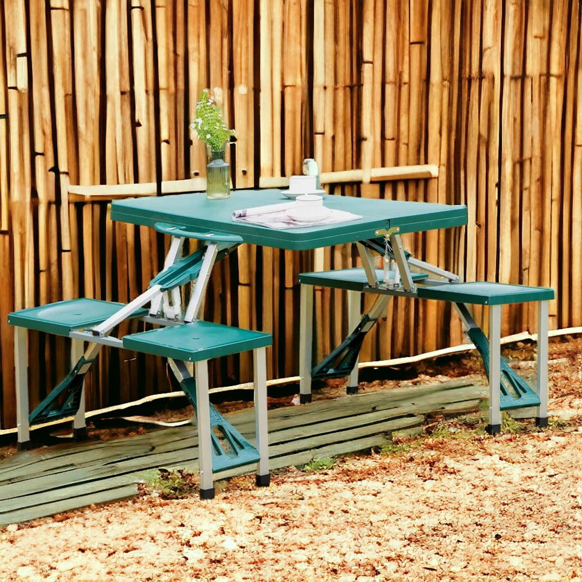 FREE DELIVERY- BRAND NEW PICNIC TABLE CHAIR SET 4 SEAT ALUMINIUM PP W/ 2.7CM UMBRELLA HOLE - Bild 2 aus 3