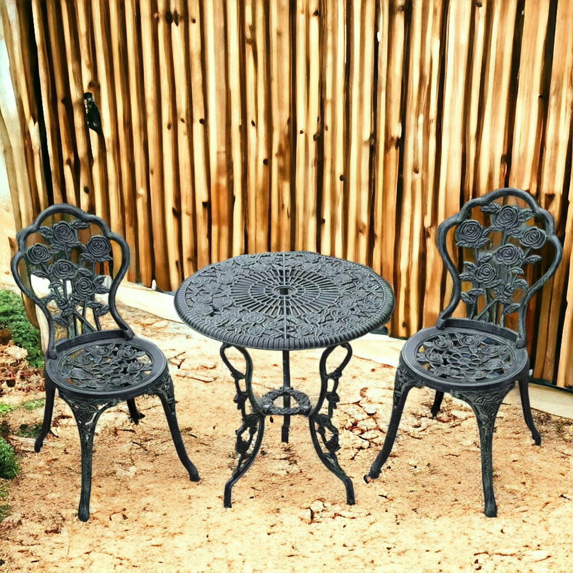FREE DELIVERY- BRAND NEW 3 PIECES BISTRO SET FURNITURE GARDEN BALCONY TABLE 2 CHAIRS GREEN - Bild 2 aus 2