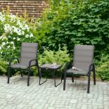 FREE DELIVERY -BRAND NEW 3PCS BISTRO SET WITH BREATHABLE MESH FABRIC STACKABLE CHAIRS LIGHT GREY