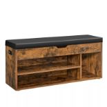 FREE DELIVERY - BRAND NEW SHOE BENCH WITH CUSHION STORAGE BENCH WITH PADDED SEAT RUSTIC BROWN