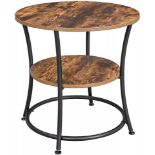 FREE DELIVERY - BRAND NEW VASAGLE ROUND SIDE TABLE, END TABLE WITH 2 SHELVES