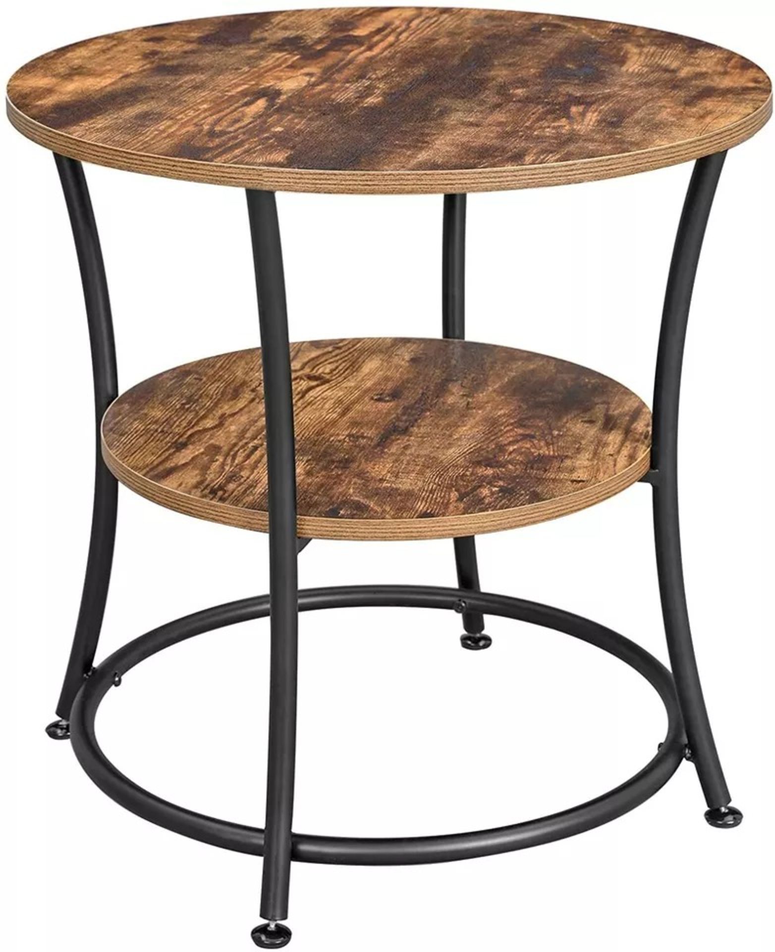 FREE DELIVERY - BRAND NEW VASAGLE ROUND SIDE TABLE, END TABLE WITH 2 SHELVES