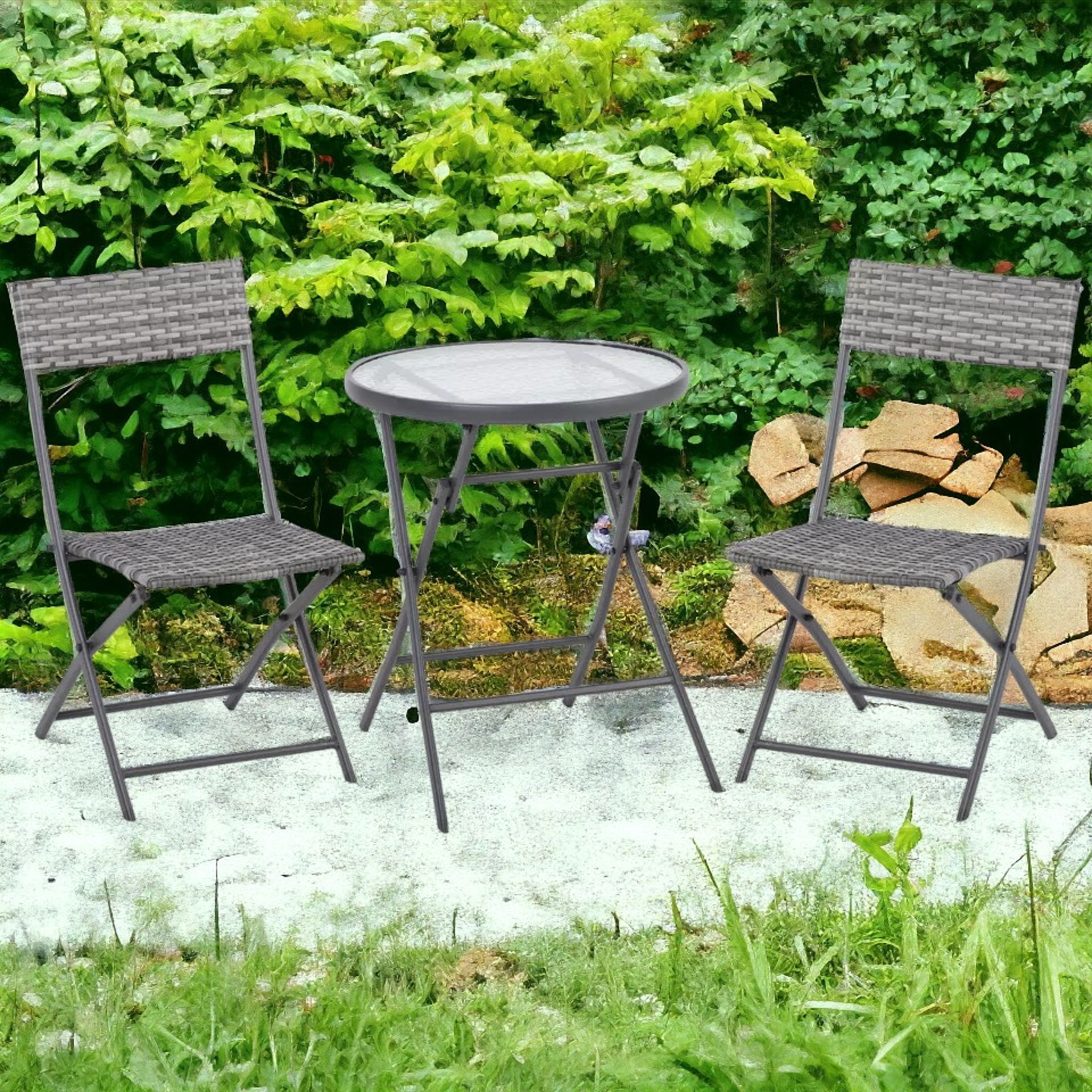 FREE DELIVERY - BRAND NEW 3 PCS PATIO WICKER BISTRO SET FOLDABLE TABLE AND CHAIR SET FOR OUTDOOR