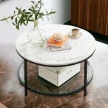 FREE DELIVERY - BRAND NEW COFFEE TABLE SOFA TABLE GLASS STORAGE SHELF MARBLE