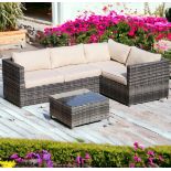 1 X BRAND NEW GARDEN FURNITURE 3PCS RATTAN CORNER SOFA SET COFFEE TABLE