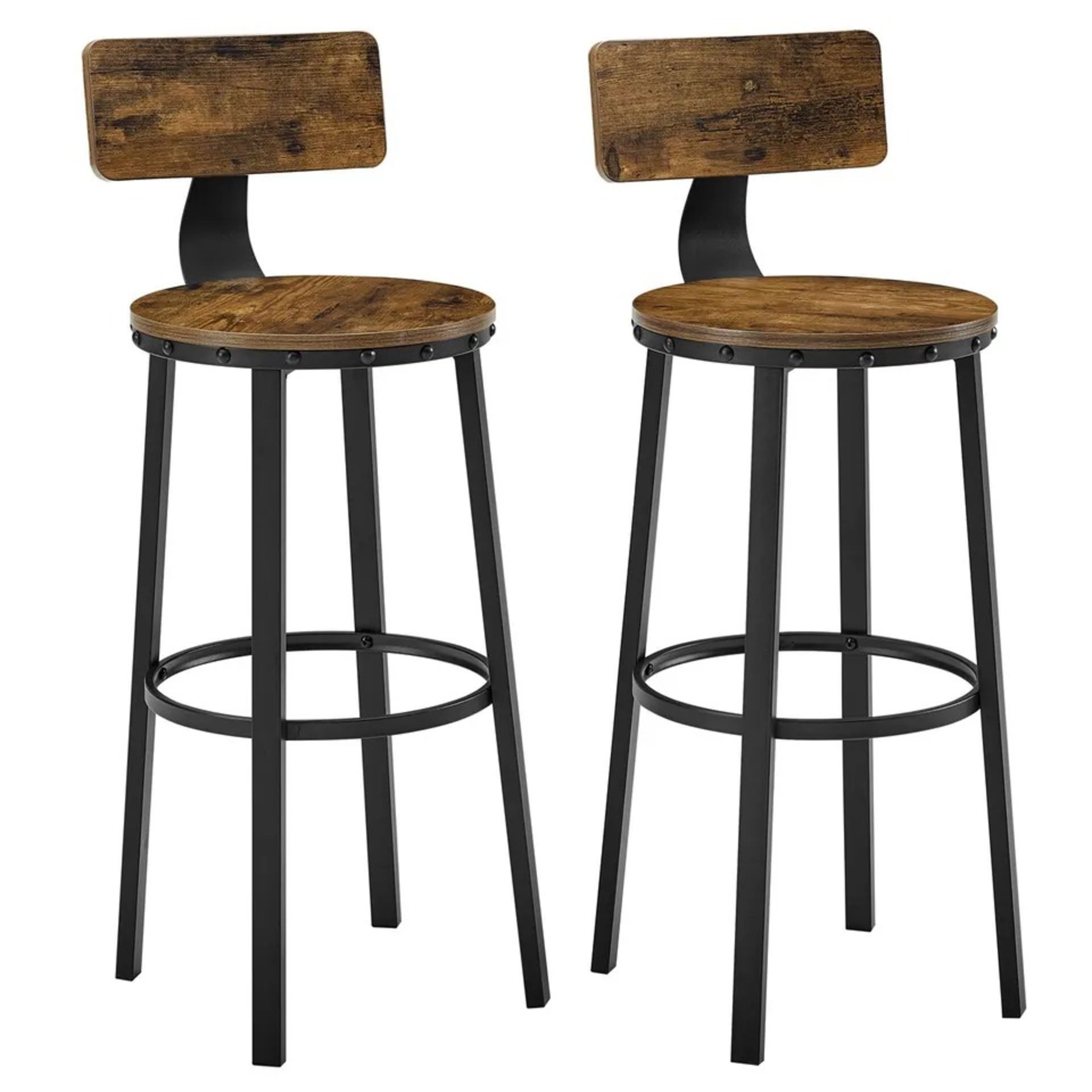 FREE DELIVERY - BRAND NEW SET OF 2 TALL BAR STOOLS, BAR CHAIRS WITH BACKREST