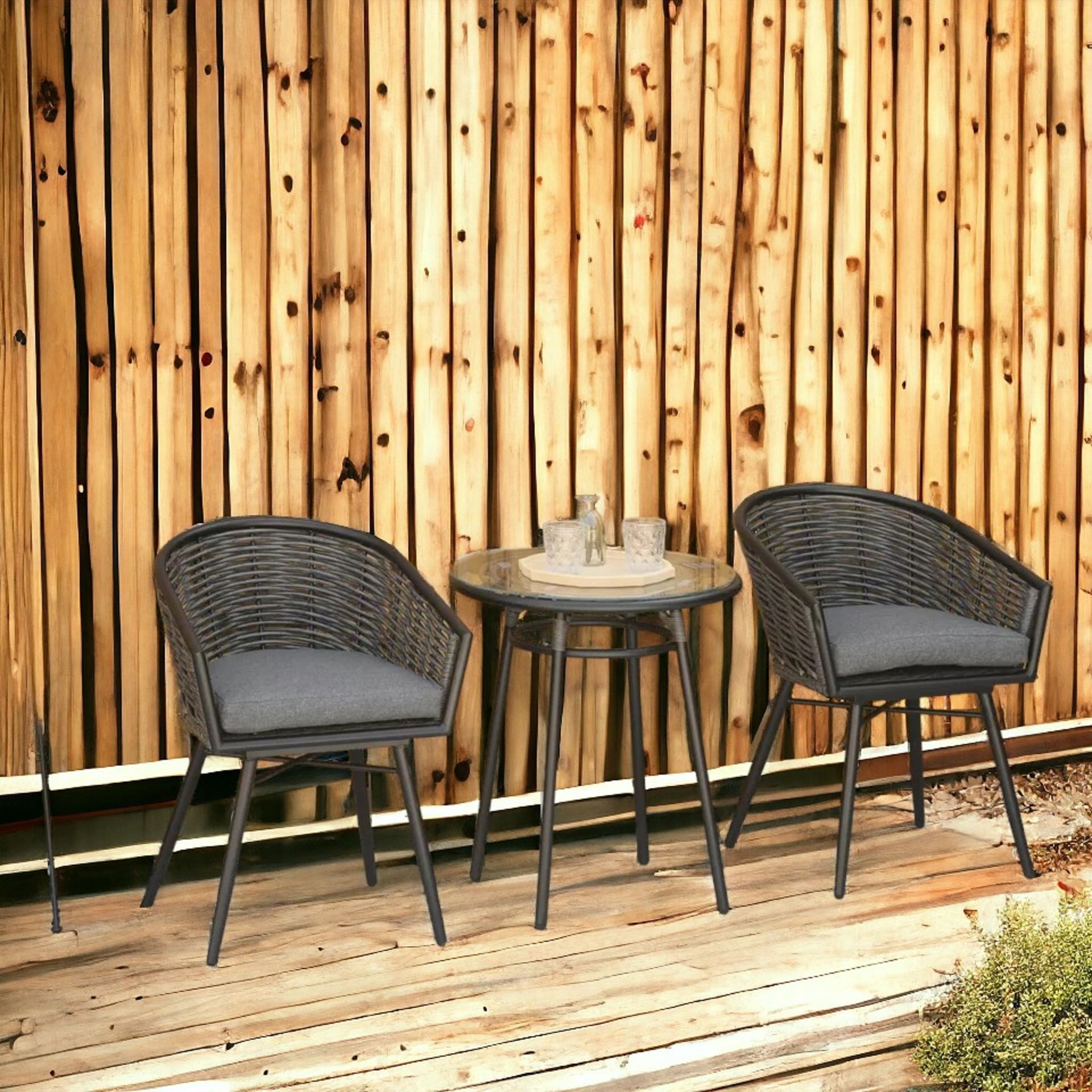 FREE DELIVERY - BRAND NEW 3 PCS PATIO RESIN WICKER HAND WOVEN BISTRO SET 2 CHAIRS 1 COFFEE TABLE - Bild 2 aus 2