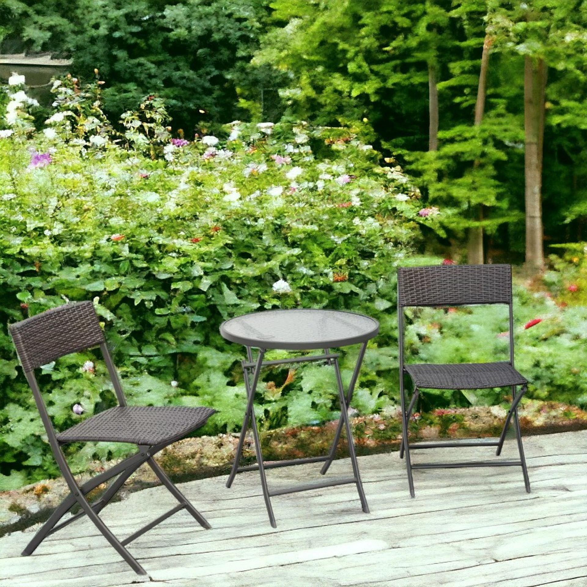 FREE DELIVERY- BRAND NEW 3PC RATTAN BISTRO SET FOLDING RATTAN CHAIR COFFEE TABLE GARDEN OUTDOOR