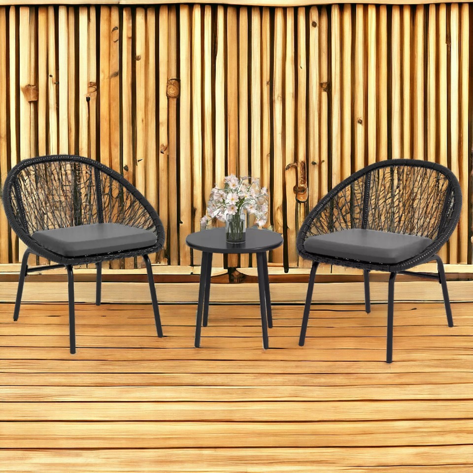 FREE DELIVERY - BRAND NEW 3 PIECE GARDEN FURNITURE SET, BISTRO SET W/ 2 CHAIRS & 1 COFFEE TABLE - Bild 2 aus 2