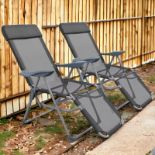 FREE DELIVERY-BRAND NEW RECLINING GARDEN CHAIRS SET OF 2 W/ 5-LEVEL , BLACK