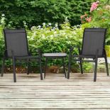 FREE DELIVERY- BRAND NEW 3PCS BISTRO SET WITH BREATHABLE MESH FABRIC STACKABLE CHAIRS BLACK