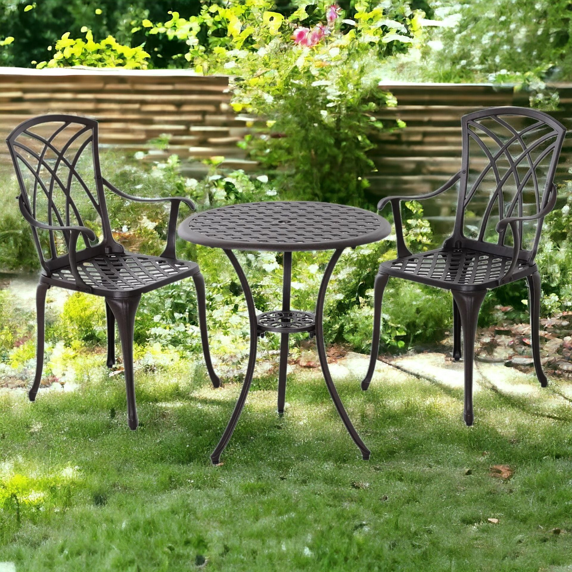 FREE DELIVERY - BRAND NEW 3 PCS COFFEE TABLE CHAIRS OUTDOOR GARDEN FURNITURE SET - Image 2 of 2