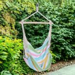 FREE DELIVERY -BRAND NEW GARDEN HAMMOCK CHAIR YARD HANGING ROPE COTTON CLOTH W/ ROPES GREEN