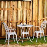 FREE DELIVERY- BRAND NEW 3PCS GARDEN BISTRO SET CAST ALUMINIUM ROUND TABLE WITH 2 CHAIRS WHITE