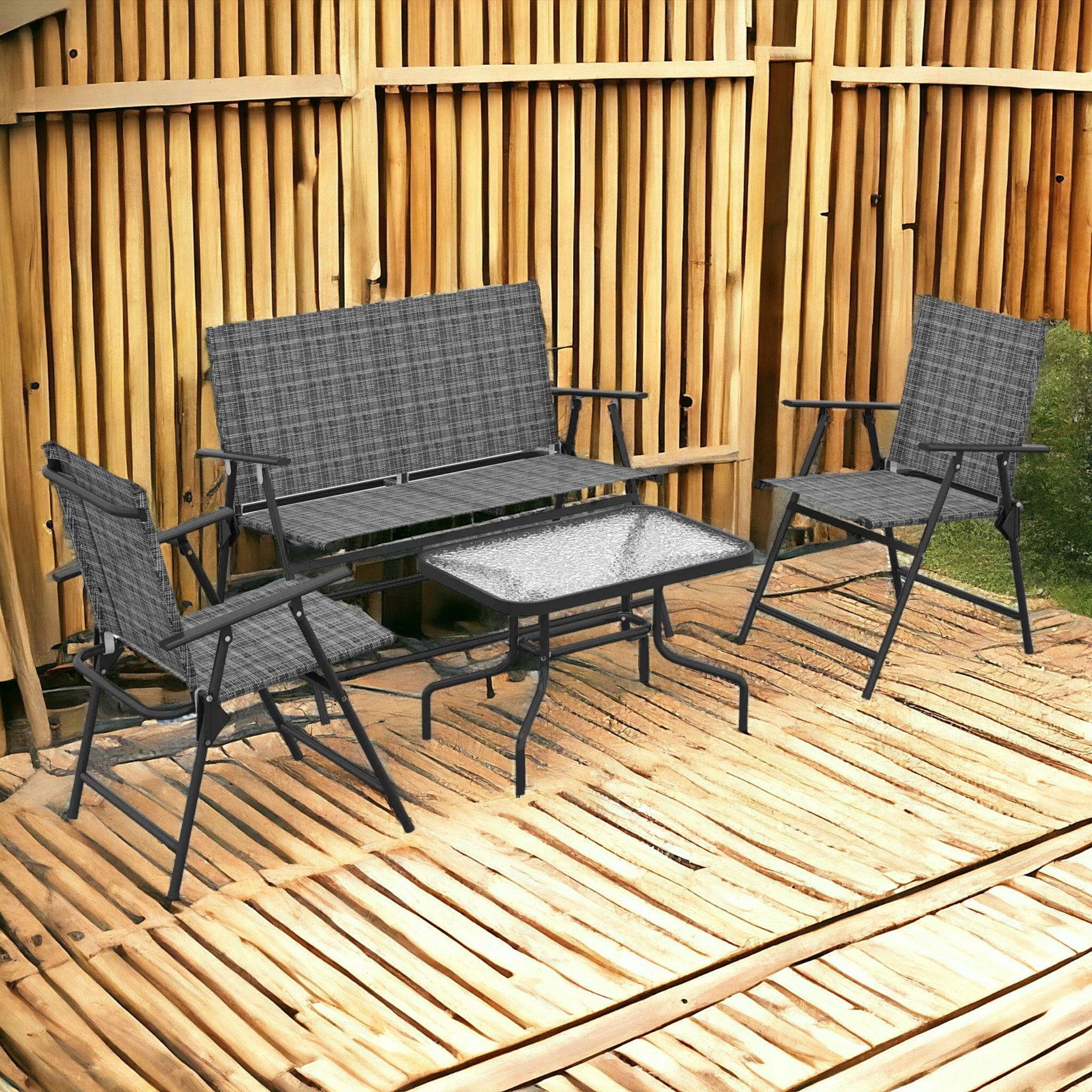 FREE DELIVERY - BRAND NEW PATIO FURNITURE SET, GARDEN SET W/ TABLE, FOLDABLE CHAIRS, A LOVESEAT