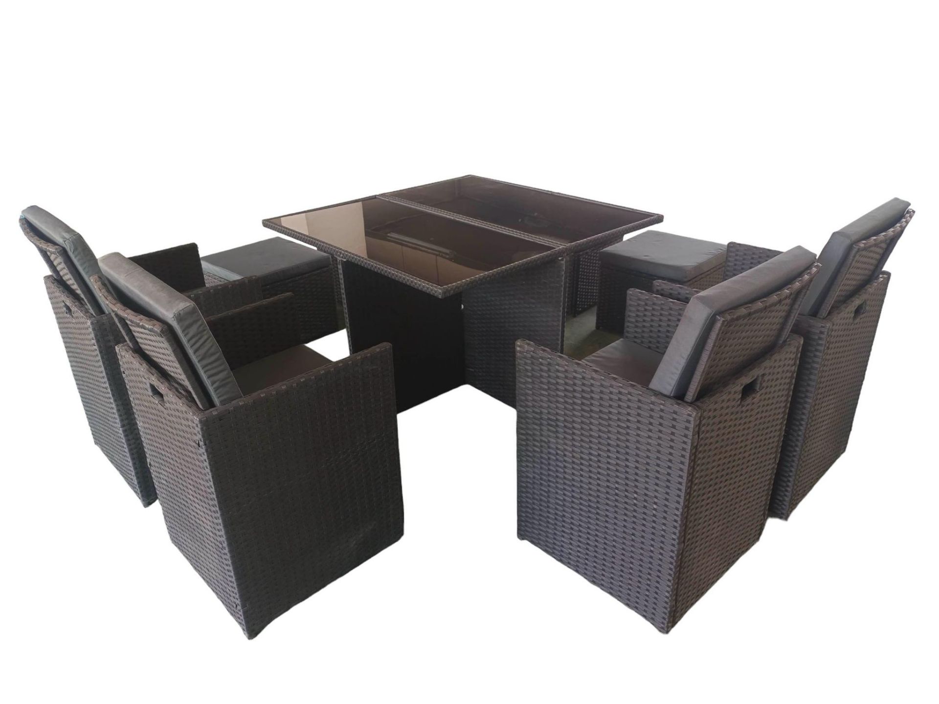 BRAND NEW BLACK CUBE GARDEN FURNITURE SET OUTDOOR 9 PIECES + RAIN COVER