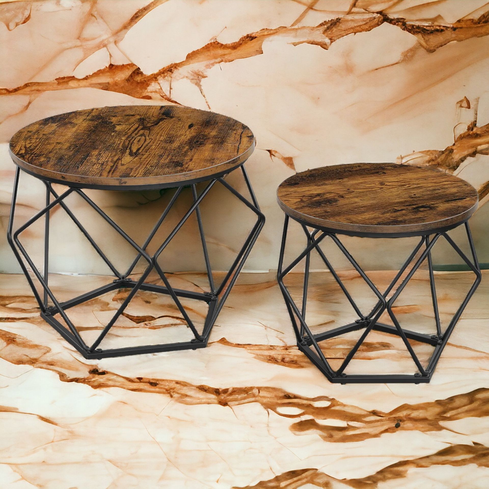 FREE DELIVERY - BRAND NEW SET OF 2 ROUND SIDE TABLES COFFEE TABLES SIDE END