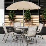 FREE DELIVERY-- BRAND NEW 6PC GARDEN DINING SET OUTDOOR FURNITURE FOLDING CHAIRS TABLE PARASOL