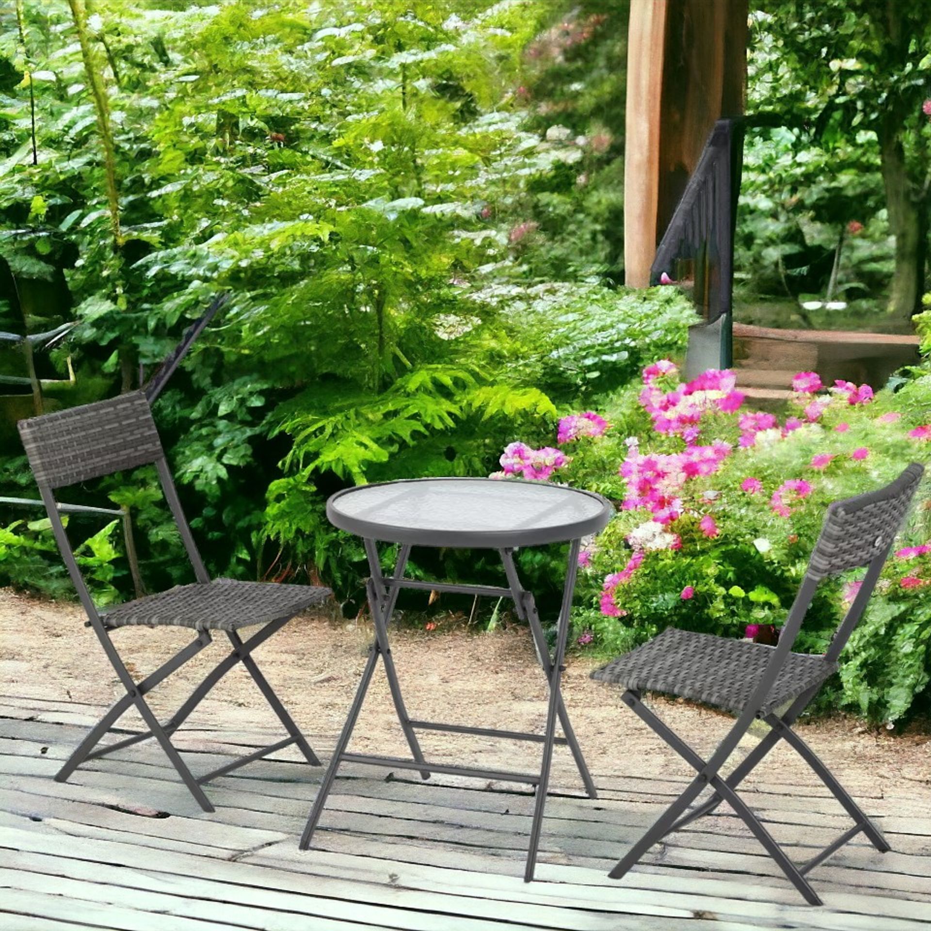 FREE DELIVERY - BRAND NEW 3 PCS PATIO WICKER BISTRO SET FOLDABLE TABLE AND CHAIR SET FOR OUTDOOR - Image 2 of 2