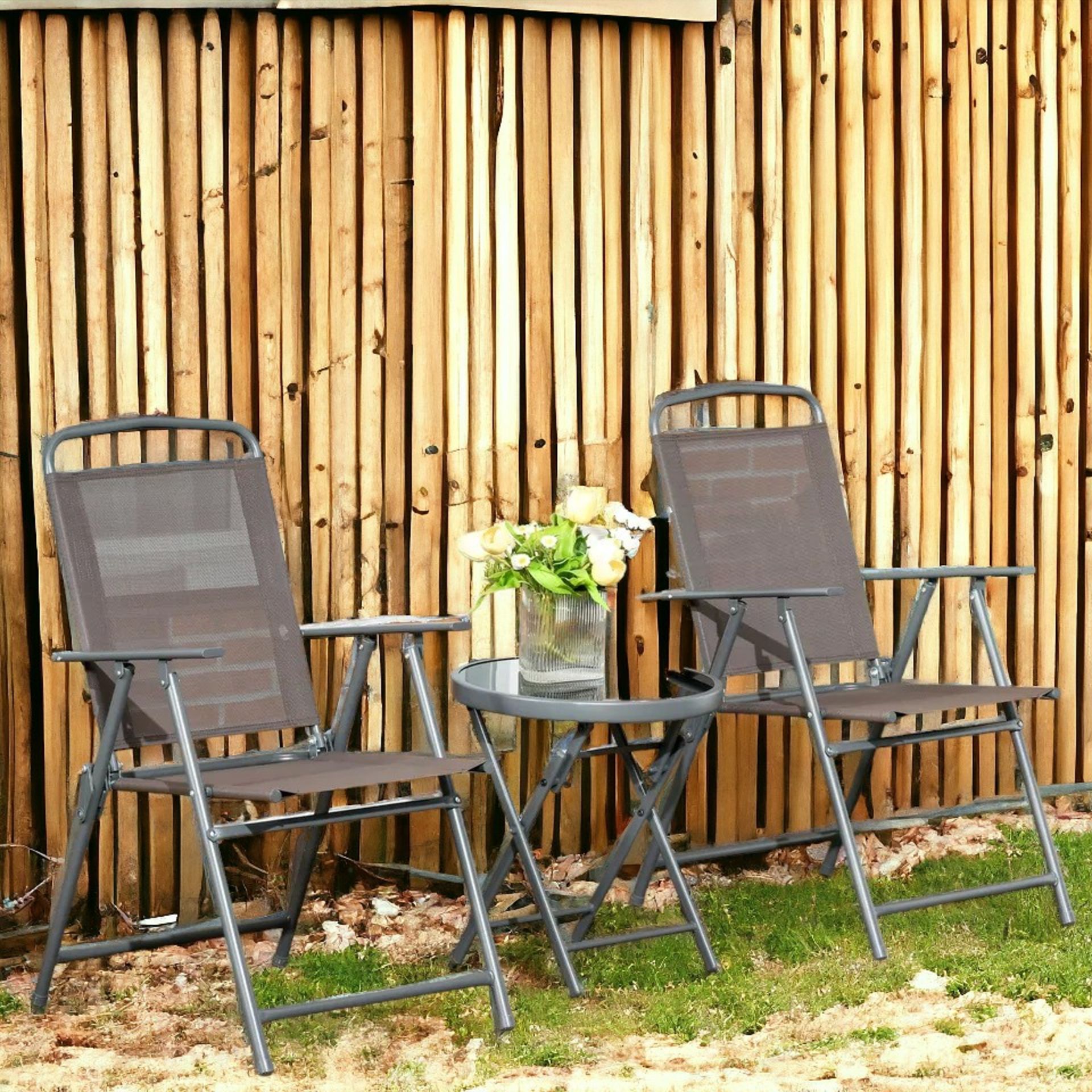 FREE DELIVERY- BRAND NEW PATIO BISTRO SET FOLDING CHAIRS & COFFEE TABLE ,BROWN - Image 3 of 3