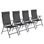SET OF 4 FOLDING GARDEN CHAIRS OUTDOOR CHAIRS WITH DURABLE ALUMINIUM STRUCTURE