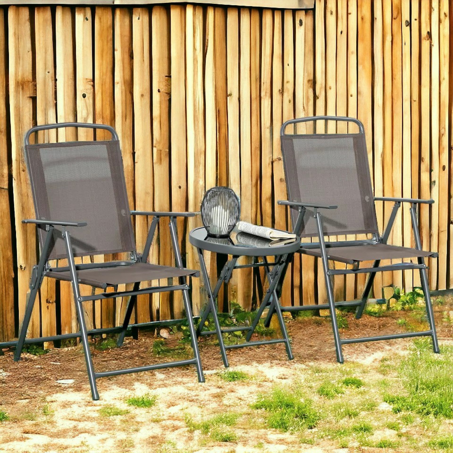 FREE DELIVERY - BRAND NEW PATIO BISTRO SET FOLDING CHAIRS & COFFEE TABLE ,BROWN - Image 2 of 3