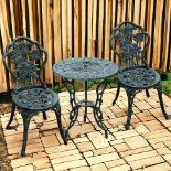 FREE DELIVERY- BRAND NEW 3 PIECES BISTRO SET FURNITURE GARDEN BALCONY TABLE 2 CHAIRS GREEN