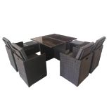 BRAND NEW BLACK CUBE GARDEN FURNITURE SET OUTDOOR 9 PIECES + RAIN COVER