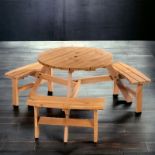 FREE DELIVERY-BRAND NEW 6 PERSON FIR WOOD PARASOL TABLE BENCH SET OUTDOOR GARDEN PATIO DINING