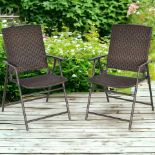 FREE DELIVERY - BRAND NEW PCS RATTAN CHAIR FOLDABLE GARDEN FURNITURE W/ ARMREST STEEL FRAME
