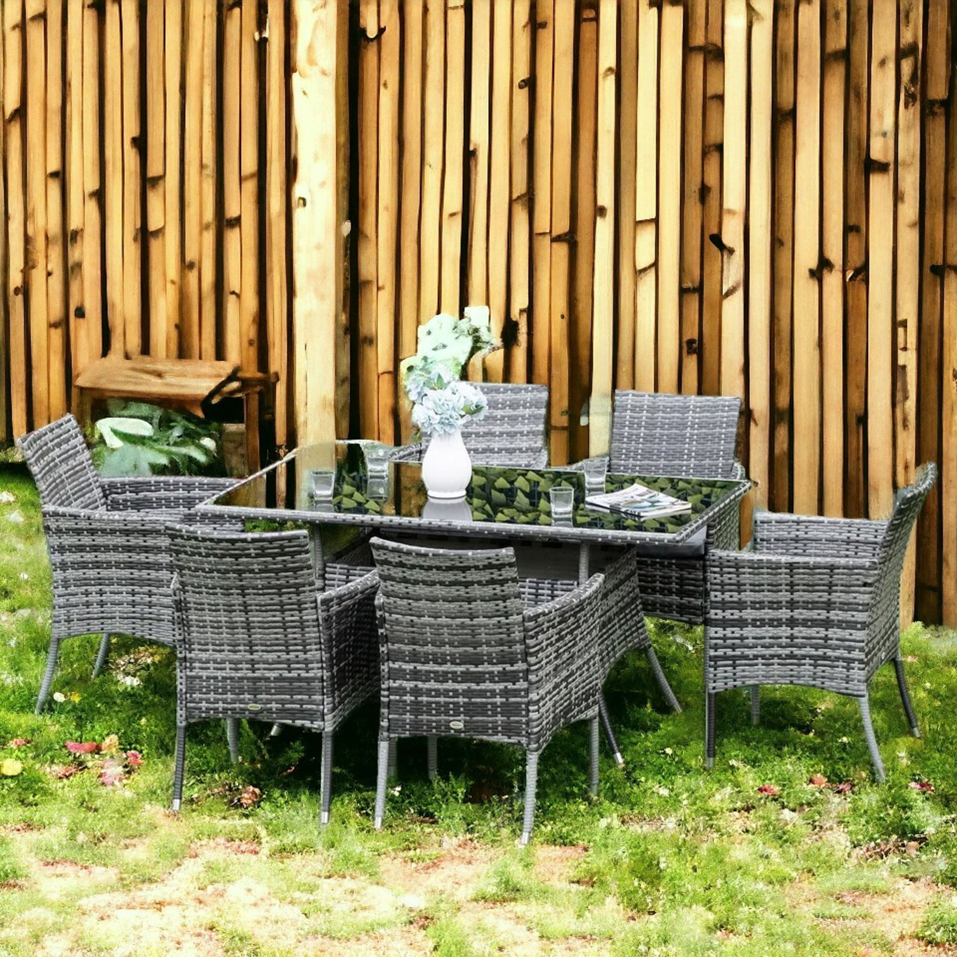 FREE DELIVERY- BRAND NEW 7PC RATTAN GARDEN FURNITURE DINING SET