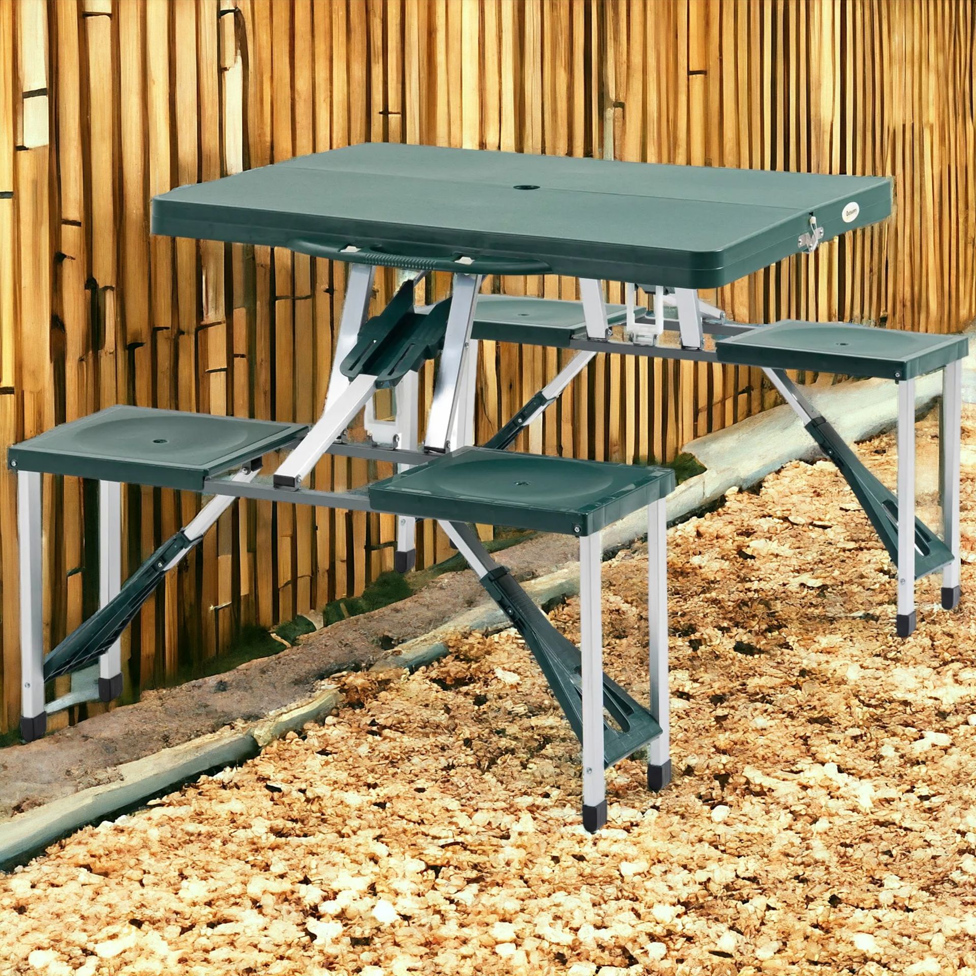 FREE DELIVERY- BRAND NEW PICNIC TABLE CHAIR SET 4 SEAT ALUMINIUM PP W/ 2.7CM UMBRELLA HOLE - Bild 3 aus 3