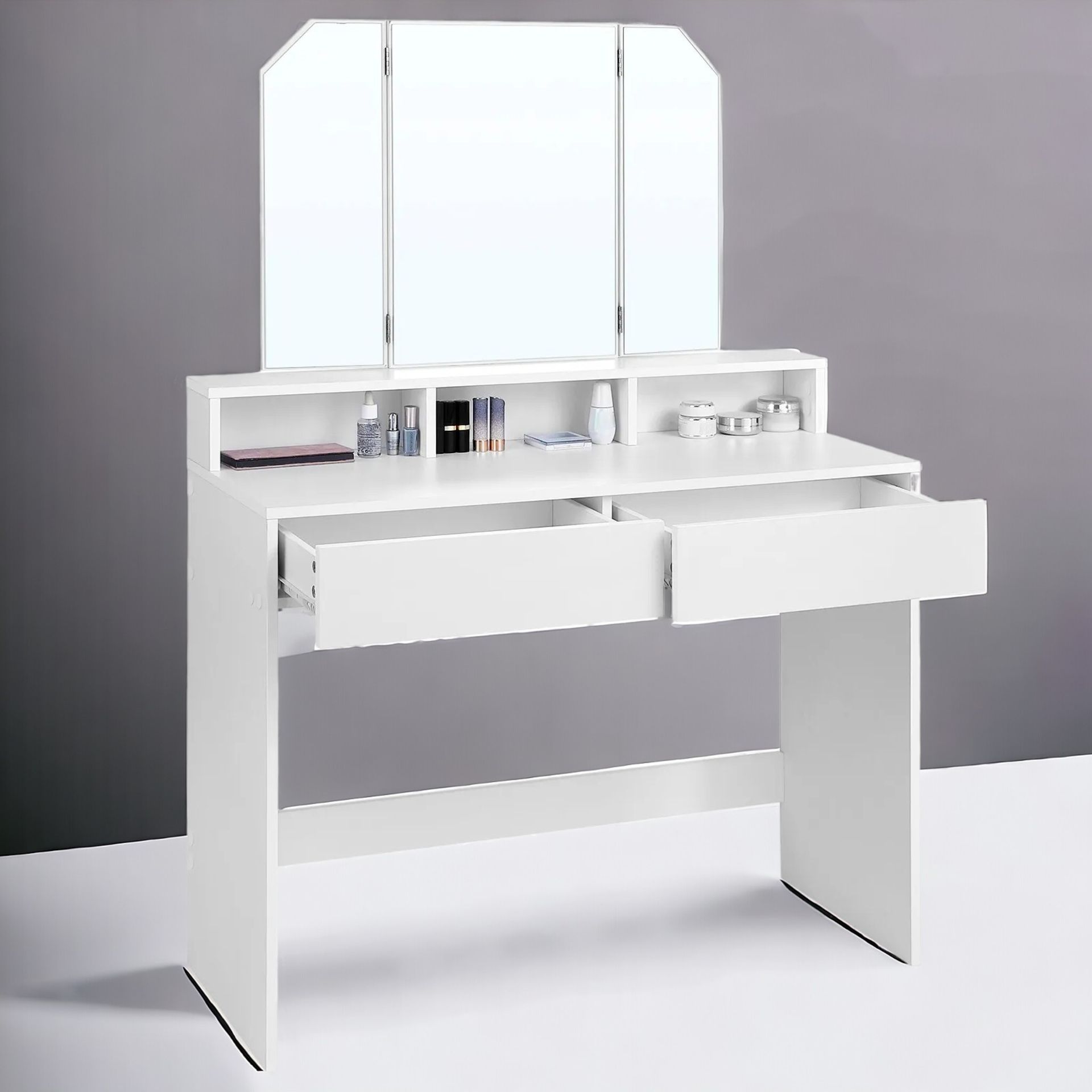FREE DELIVERY - BRAND NEW DRESSING TABLE MIRROR MAKEUP TABLE 2 DRAWERS 3 OPEN