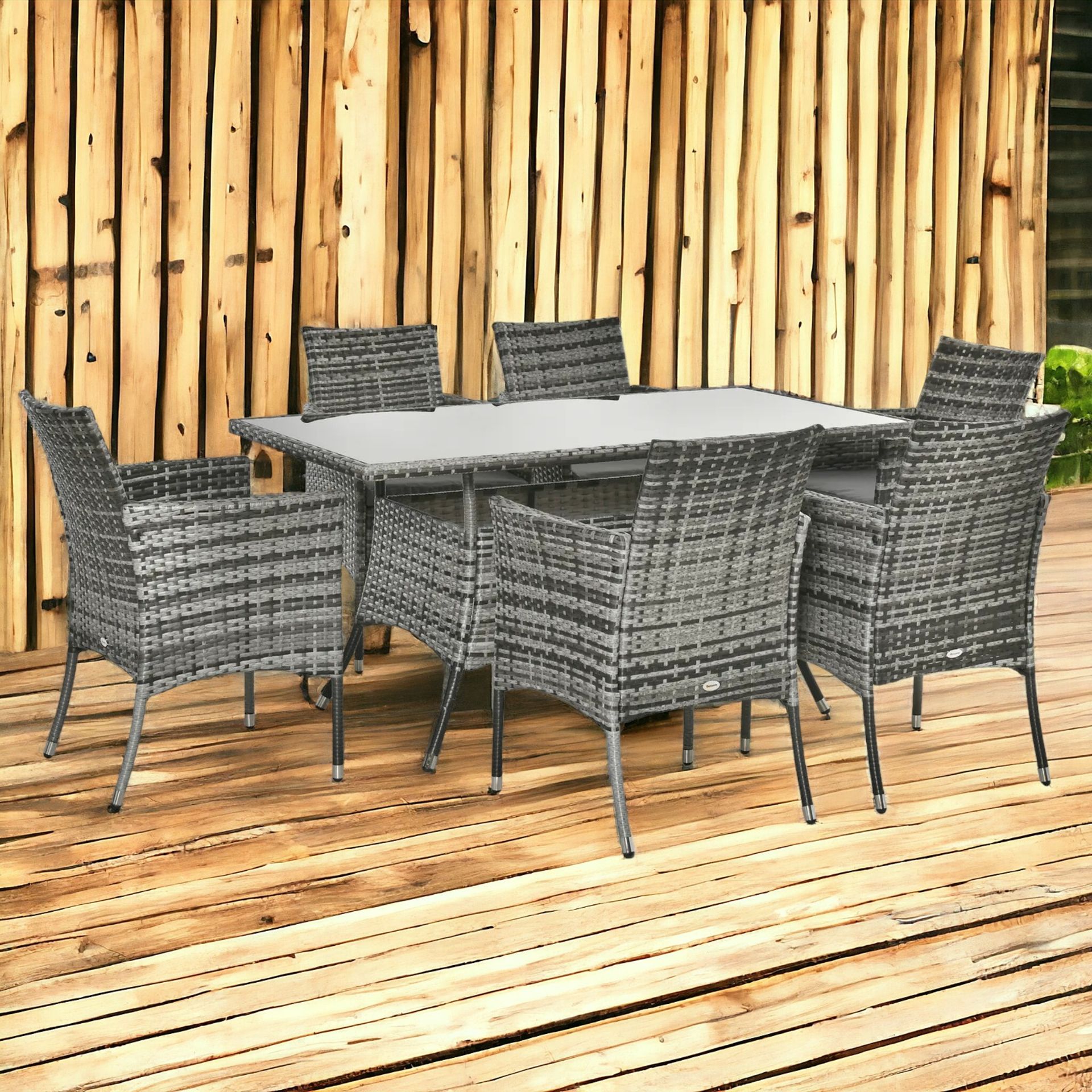 FREE DELIVERY- BRAND NEW 7PC RATTAN GARDEN FURNITURE DINING SET - Image 2 of 2