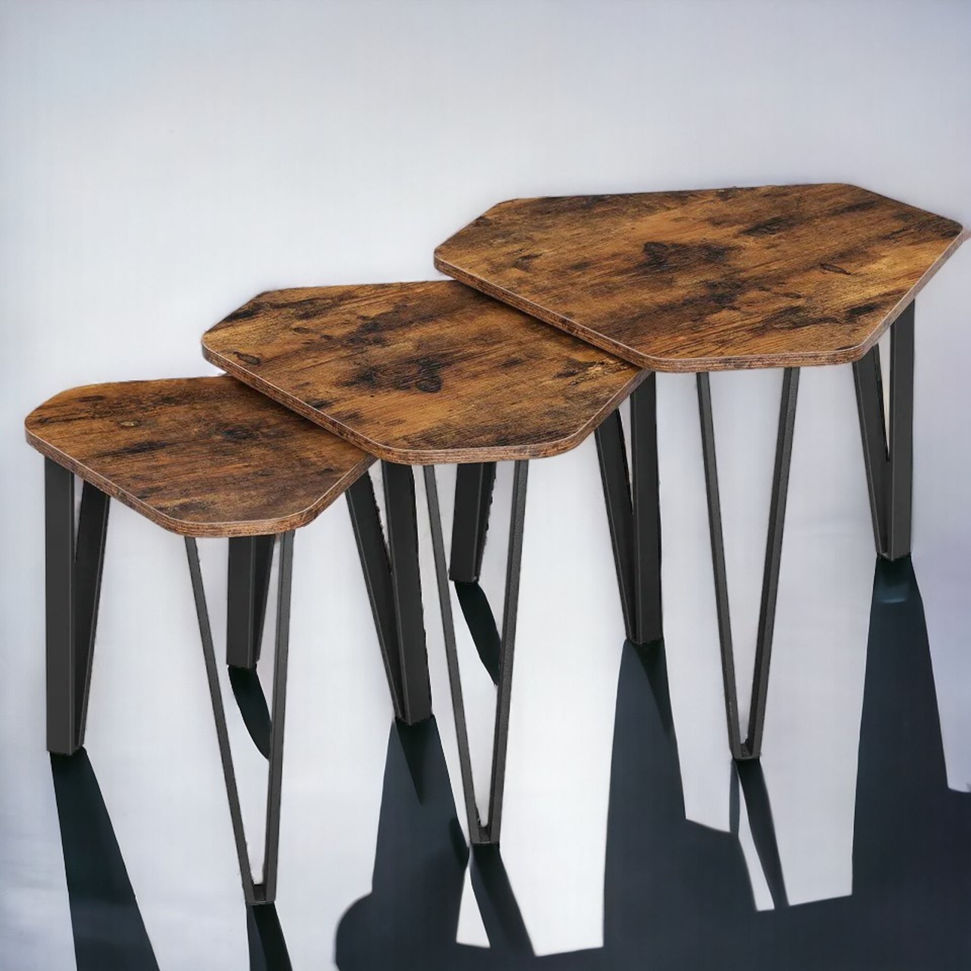 FREE DELIVERY - BRAND NEW NESTING COFFEE TABLE SET OF 3 END TABLES STACKING SIDE TABLES