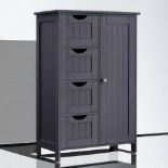 FREE DELIVERY - BRAND NEW BATHROOM CABINET 4 DRAWER GREY WOODEN STORAGE CUPBOARD STANDING